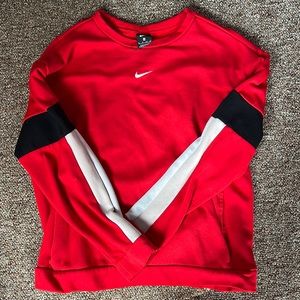 Nike red Therma fit color block crewneck sweatshirt
